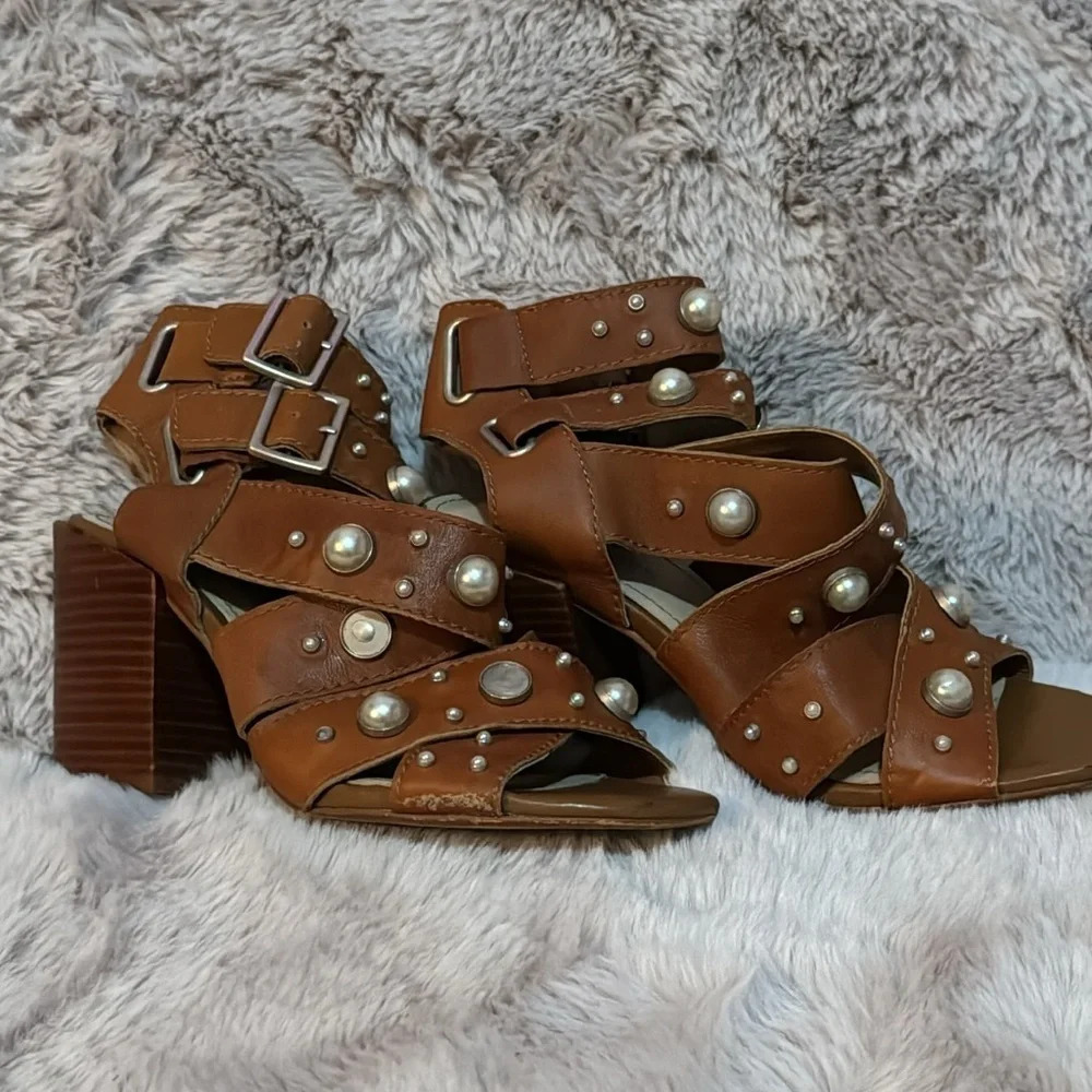 "Kdb Block Heel Sandals With Pearl Embellishments… - image 1